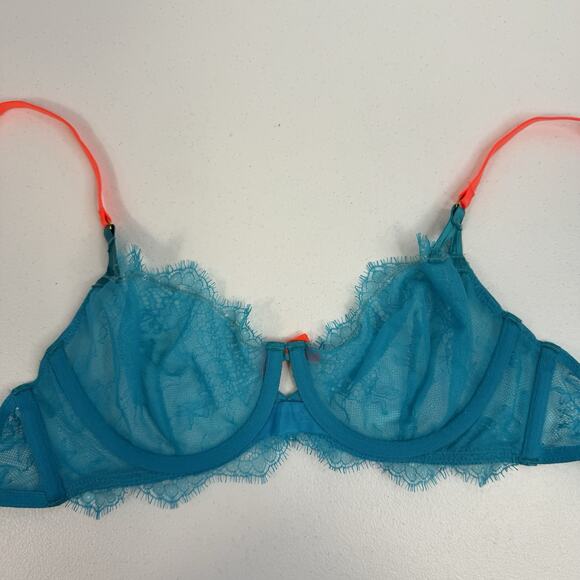 Victoria's Secret 34C Bra Very Sexy Unlined Demi Push Up Underwire Sheet Teal - Picture 9 of 16